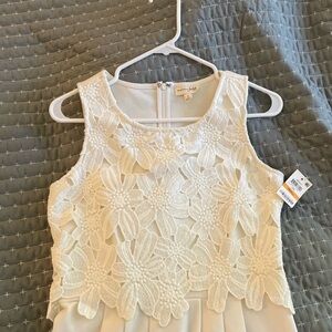 White Floral Lace Sleeveless Dress